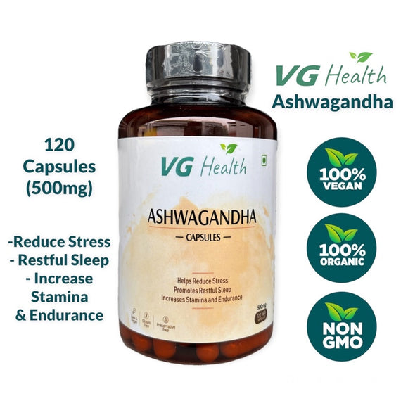VG Health, Organic Ashwagandha 500mg 120 Capsules