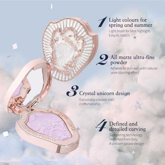 Flower Knows Unicorn Embossed Blush Natural Cheek Blusher Makeup 6 Colors 5g