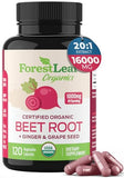 ForestLeaf Organic Beet Root Capsules with Ginger and Grape Seed 1000mg Serving - 20:1 Beetroot Extract - Supports Blood Flow and Energy - Beets Supplements with Organic Beet Root Powder, 120 Count