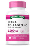 Nature's Truth Hydrolyzed Collagen Peptides | 90 Caplets | Type 1 and 3 with Vitamin C | Grass Fed, Non-GMO, Gluten Free Pill Supplement