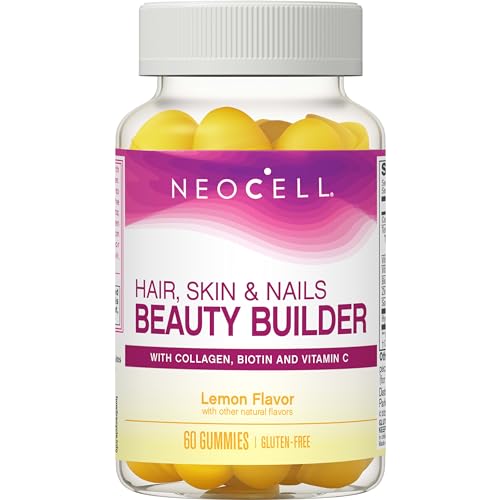 NeoCell Hair, Skin and Nails Beauty Builder With Collagen, Biotin and Vitamin C, Includes Antioxidants, Gummy, Lemon, 60 Count, 1 Bottle