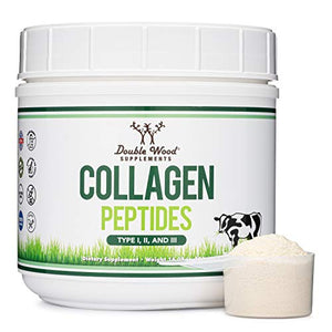 Collagen Peptides Powder - Hydrolyzed Collagen, Keto Safe - 16.08oz - Multi Type 1, 2, and 3 (Grass Fed Bovine Source)(Colageno Hidrolizado) Collagen Supplements for Women and Men by Double Wood