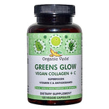 Organic Veda Super Greens Glow Capsules with Biotin, Vegan Collagen, Vitamin C & E, Hydraulic Acid, Chlorophyll - Superfood Dietary Supplement for Hair, Skin, Nails - Gluten Free, Non-GMO - 120 Count
