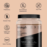 Ketologie Keto Collagen Shake (Chocolate) - with Coconut Oil, Prebiotics, Grass-Fed Hydrolyzed Collagen Peptides Type I & III, Low Carb, Gluten Free, 1.49lbs.