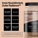 Ketologie Keto Collagen Shake (Chocolate) - with Coconut Oil, Prebiotics, Grass-Fed Hydrolyzed Collagen Peptides Type I & III, Low Carb, Gluten Free, 1.49lbs.