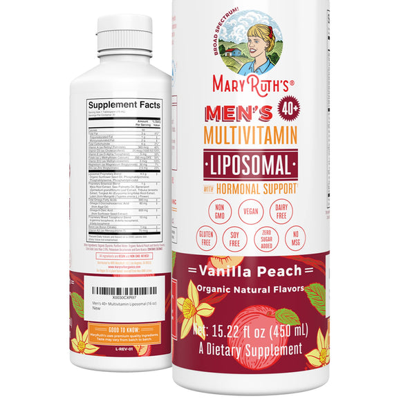 MaryRuth Organics Men's 40+ Multivitamin Liposomal with Hormonal Support Enhanced Absorption | Immune Support | Reproductive Health | Increase Energy Supplement for Men | Sugar Free | 15.22oz