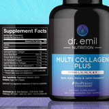 DR EMIL NUTRITION Multi Collagen Pills - 180 Capsules - Collagen Supplements to Support Hair, Skin, Nails, & Joints - Hydrolyzed Collagen Supplements for Women with Types I, II, III, V & X