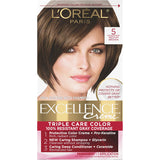 L'Oreal Paris Excellence Creme Permanent Hair Color, 4 Dark Brown, 100 percent Gray Coverage Hair Dye, Pack of 1