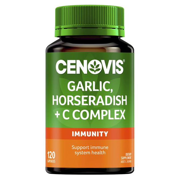 Cenovis Garlic, Horseradish + Vitamin C Complex for Immune Support 120 Capsules