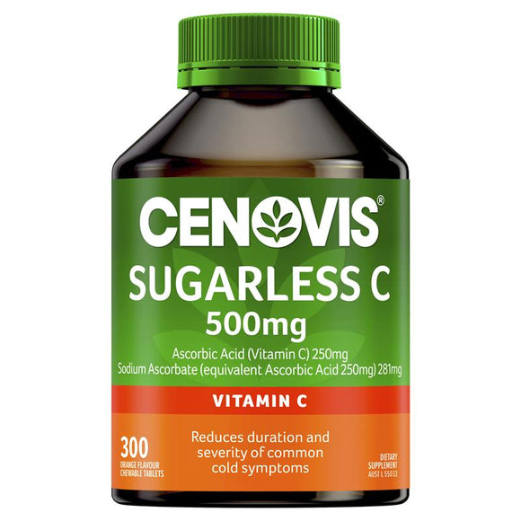 Cenovis Sugarless Vitamin C for Immune Support 500mg - 300 Orange Flavour Chewable Tablets