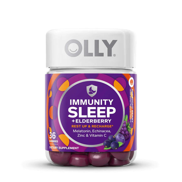 [READY] Immunity Sleep + Elderberry Gummies with Melatonin, Echinacea, Zinc Vitamin C Midnight Berry (36 Gummies)