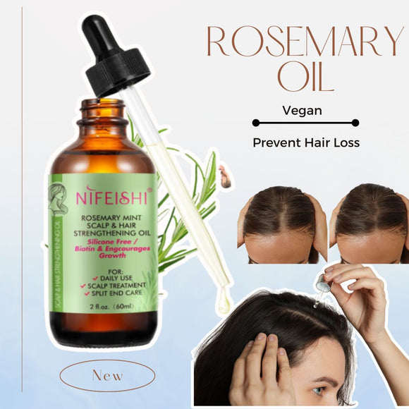 Hair Growth Oil (2.02Oz), Rosemary Oil for Hair Growth Organic, Rosemary Mint Scalp & Hair Strengthening Oil with Biotin & Essential Oils, Cold Pressed Oil For Hair Growth, Damaged Hair & Dry Skin