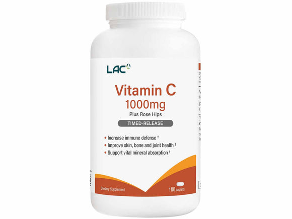 LAC Vitamin C 1000mg Plus Rose Hips (180 Caplets)