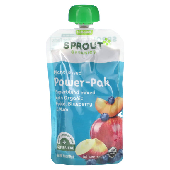 Sprout Organic, Power Pak, 12 Months & Up, Apple, Blueberry & Plum, 4 oz (113 g)