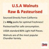 [iTonic] U.S.A Walnut (Raw and Pasteurized for safe consumption) (800g Bulk Price) 2 x 400g Packaging