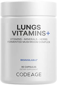 Codeage Lungs Vitamins, A, C, D, E, B6, Milk Thistle Lung Supplement, Zinc & Magnesium, Cordyceps, Reishi, Ginger, Peppermint Leaf Organic Herbs Cleanse, Breathing, Respiration - Non-GMO - 90 Capsules