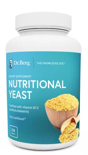 Dr. Berg's Nutritional Yeast Tablets – Non-Fortified Natural B12 Added - All 8 B Vitamin Complex – No Gluten Non-GMO No Synthetics - 270 Vegan Tablets Dietary Supplements