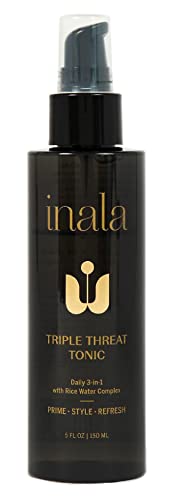 INALA Triple Threat Tonic - Daily 3-in-1 Treatment Tonic with Rice Water Complex - Fortifies and Strengthens Strands - Oil-free and Lightweight - Suitable for All Hair Types, 5 Fl Oz