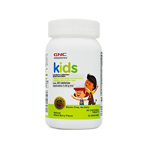 GNC Milestones Kids Chewable Multivitamin for Kids 2-12, 60 Chewable Tablets, Supports Bones, Immune System, Eyes and Overall Health
