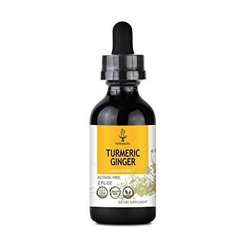 HERBAMAMA Liquid Turmeric Ginger w/ Black Pepper Extract - Joint Health & Inflammation Response - Immune Support Brain Boost & Energy Supplement - Organic Turmeric Tincture Drops - Vegan 2 fl. Oz.