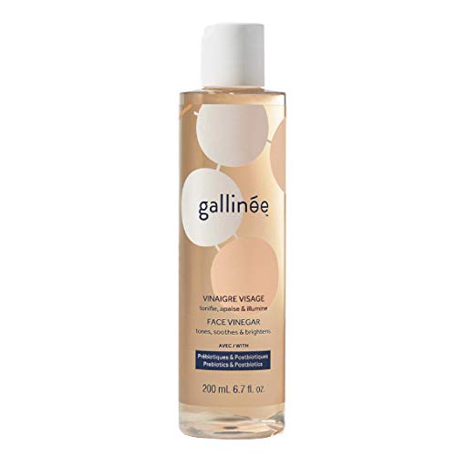Gallinée Face Vinegar – Natural Hydrating Prebiotic Facial Cleansing Toner with Lactic Acid and Hibiscus-infused Apple Cider Vinegar, 200ml / 6.7 Fl oz.