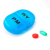 2 pack DEKE pill box organizer pocket small case holder,daily AM&PM containers. Medicine holder, ideal for medication, vitamin, supplement, perfect travel 2 times a day,round pillbox dispenser minder.