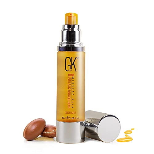 GK HAIR Global Keratin 100% Organic Argan Oil Anti Frizz Hair Serum (1.69 Fl Oz/50ml) Styling Smoothing Strengthening Hydrating & Nourishing Heat Protection Shine Frizz Control Dry Damage Hair Repair