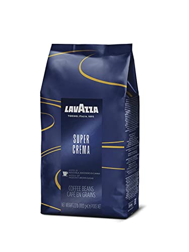 Lavazza Super Crema Whole Bean Coffee Blend, Medium Espresso Roast,Produced in a nut-free facility center, Mild and creamy with notes of hazelnuts and brown sugar, 2.2LB (Pack of 1)