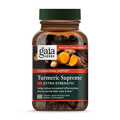 Gaia Herbs, Turmeric Supreme Extra Strength, Turmeric Curcumin Supplement with Black Pepper, Daily Joint Support & Healthy Inflammatory Response, Vegan Liquid Capsules, 120 Count