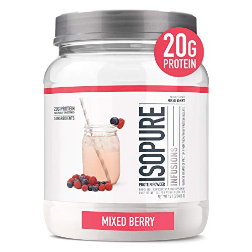 Isopure Protein Powder, Gluten Free, Whey Protein Isolate, Post Workout Recovery Drink Mix, Prime Drink, Infusions- Mixed Berry, 16 Servings