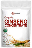 Maximum Strength Organic Korean Ginseng Root 200:1 Powder, 4 Ounce, Red Panax Ginseng Powder, Active Ginsenosides to Support Energy, Immune System, Mental Health & Physical Performance