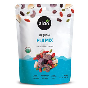 Elan Fiji Mix Organic Snack, Trail Mix, 4.8 oz, Cranberries, Goji Berries, Açai Blueberry Cashews, Coconut Chips, Pumpkin Seeds, Vegan, GMO-Free, Vegetarian, Gluten-Free,brown