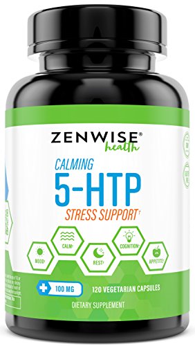 5-HTP - 100 MG With Vitamin B6 - Stress Relief Support & Mood Control - Natural Appetite Suppressant for Weight Loss - Sleep Aid Supplement & Brain Booster - 120 Vegetarian Capsules