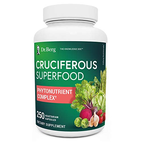 Dr. Berg's Cruciferous Superfood - Whole Food Vegetable Supplement w/ Organic Freeze-Dried Phytonutrient & Antioxidants Blend - Boost Energy, Support Immune System & Liver Detox - 250 Veggie Capsules