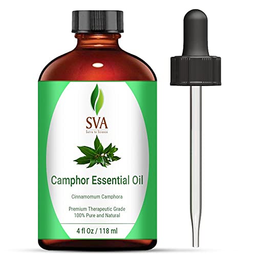 SVA Organics Camphor Essential Oil (118 ml)- 100% Pure and Natural Therapeutic Grade Essential Oil | Perfect for Aromatherapy, Relaxation,Skin (4 Ounce)