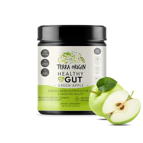 Healthy Gut Green Apple | 30-Servings with L-Glutamine, Zinc, Glucosamine, Slippery Elm Bark, Marshmallow Root and More!