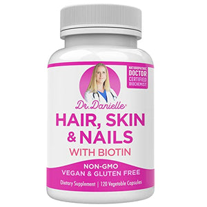 Hair Skin and Nails Vitamins for Women and Men– Biotin 5000 mcg Supplement to Support Normal Hair Growth and Glowing Skin, Organic Coconut Water, Rice Phytoceramides