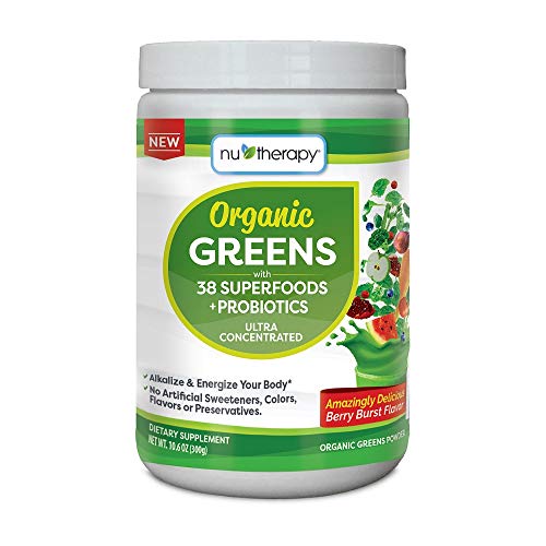 Nu-Therapy Organic Greens Superfood Powder, With probiotics, Berry Burst Flavor, 300g