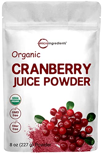 Sustainably US Grown, Organic Cranberry Juice Powder (Wild Cranberry Supplements Cold Pressed), 8 Ounce, Enhance Urinary Tract Cleanse & Prostate Health, Water Soluble and Pet Friendly