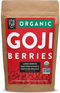 Organic Goji Berries | Large & Chewy | Every Batch Lab-Tested | 16oz Resealable Kraft Bag | 100% Raw From Ningxia | by FGO