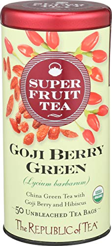 The Republic Of Tea Organic Goji Berry Green Superfruit Tea, Tea Bag Tin, 50 Count