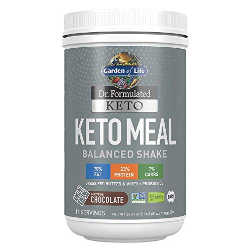 Garden of Life Dr. Formulated Keto Meal Balanced Shake - Chocolate Powder, 14 Servings, Truly Grass Fed Butter & Whey Protein Plus Probiotics, Non-GMO, Gluten Free, Ketogenic, Paleo Meal Replacement