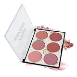 KYDA 6 Colors Face Blush Palette,Light Luxury Blush Palette Matte Blush Powder Bright Shimmer Face Blush,Contour and Highlight Blush Palette with Blush Brush, by Ownest Beauty-Set A