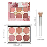 KYDA 6 Colors Face Blush Palette,Light Luxury Blush Palette Matte Blush Powder Bright Shimmer Face Blush,Contour and Highlight Blush Palette with Blush Brush, by Ownest Beauty-Set A