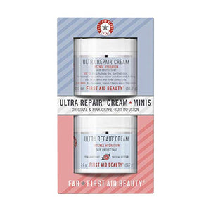 First Aid Beauty Ultra Repair Cream Intense Hydration Moisturizer for Face and Body Original and Pink Grapefruit Mini Samplers, 2 oz. jars (set of 2)