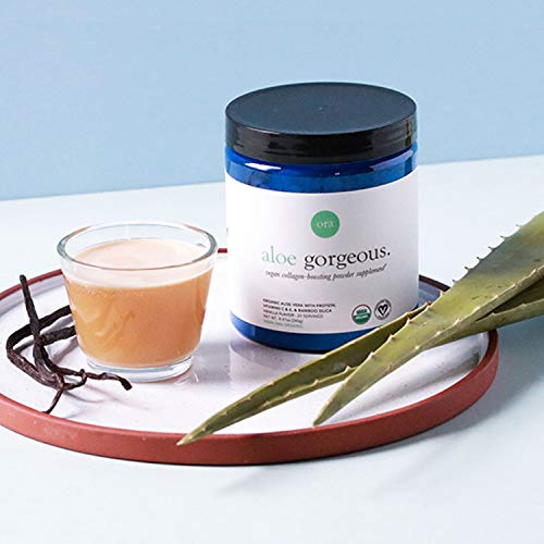 Ora Organic Vegan Collagen-Boosting Powder for Women and Men - Hair, Skin, Nails Support - Bamboo Silica, Plant-Based Protein, Organic Vitamin C, Aloe Vera - Vanilla Flavor, 20 Servings