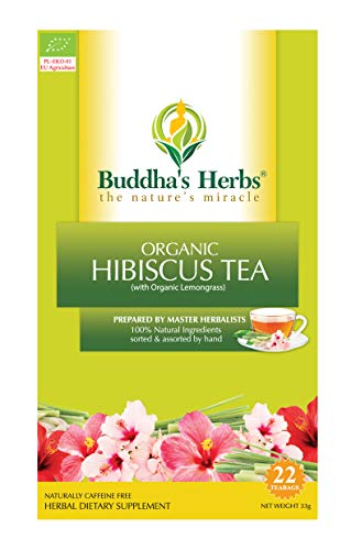Buddha's Herbs Premium Organic Hibiscus Tea with Lemongrass - Immune (Vitamin C & Iron) and Inflammation Support