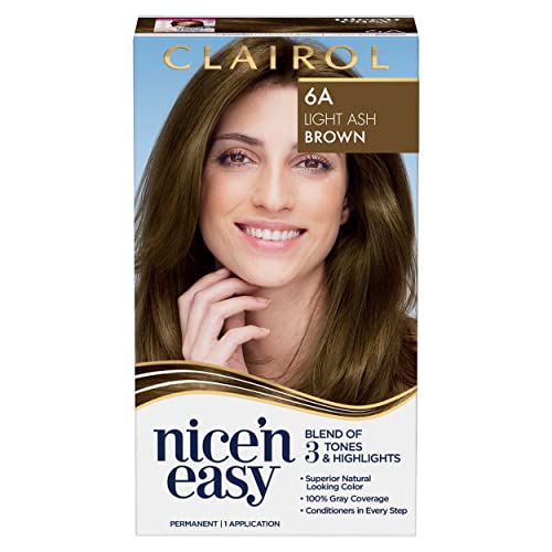 Clairol Nice'n Easy Permanent Hair Dye, 6A Light Ash Brown Hair Color, Pack of 1