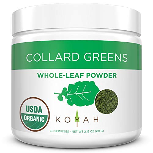 KOYAH - Organic USA Grown Collard Greens Powder (Equivalent to 15 Cups Fresh): Freeze-dried, Whole-Leaf Powder