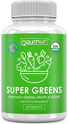 Organic Greens Powder Tablet - Super Greens Juice Superfood Powder Capsules With Spinach Kale Broccoli Green Onions Celery Barley Grass Spirulina - Morning Complete Mixed Greens Antioxidant Supplement